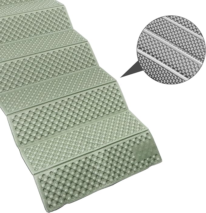 Camping Sleeping Pad Folding Outdoor Waterproof Foam Mat Green Aluminum Film Thickened Moisture-Proof Cushion for Hiking Picnic Camping
