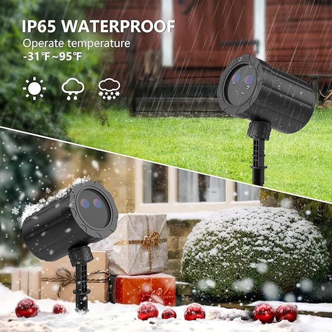 Christmas Projector Lights Outdoor BLOFUN Red and Green Starlight Projection Light 3 Modes with Remote Control Halloween Christmas Party New Year Decoration Waterproof and Frostproof-Multicolor