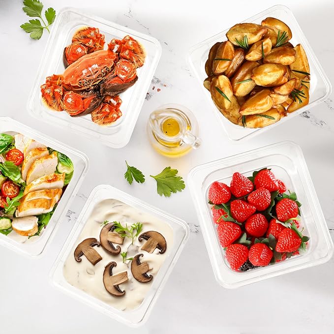 12-Pack 6'' Deep NSF Food Pans 1/6 Size | Commercial Food Storage Containers | Polycarbonate Plastic Pans for Restaurant | Commercial Grade for Food Prep | Clear | Dishwasher &amp Freezer Safe
