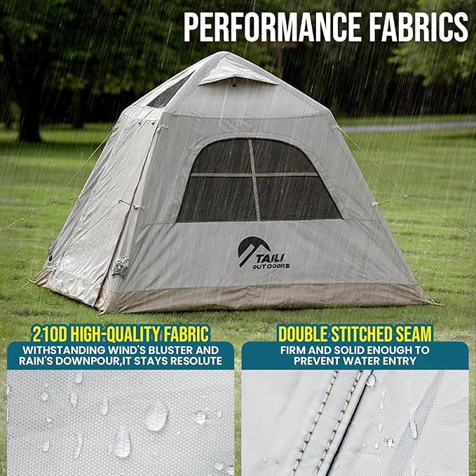 TAILI Inflatable Blow Up Tent for Camping with Hand Pump for 3/4/6 Person Easy Setup Outdoor Inflatable Oxford Waterproof Air Tent House for Family Camping Adult
