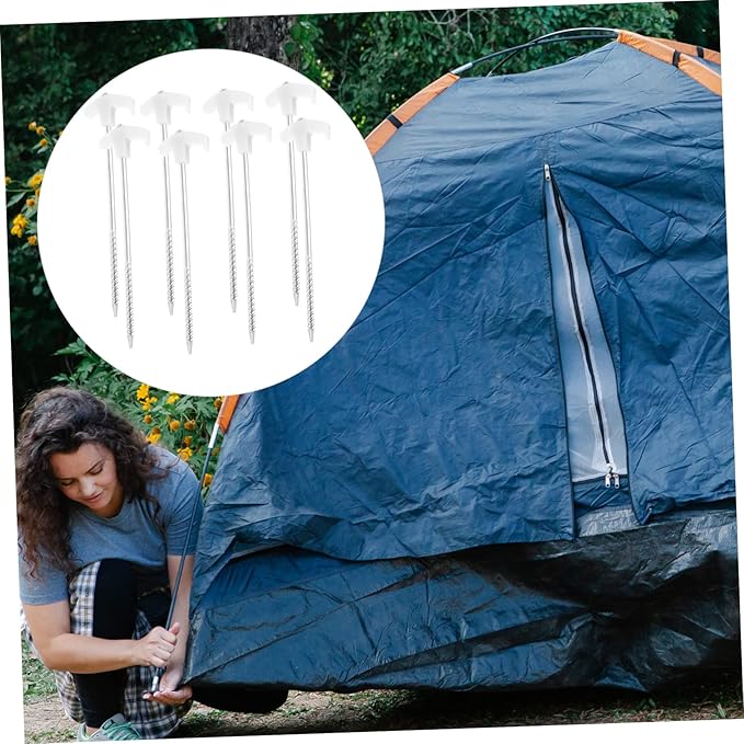 8Pcs Heavy Duty Tent Stakes Strong Ground Stakes for Camping Durable Construction for Tents Tarps Performance for Various Terrains