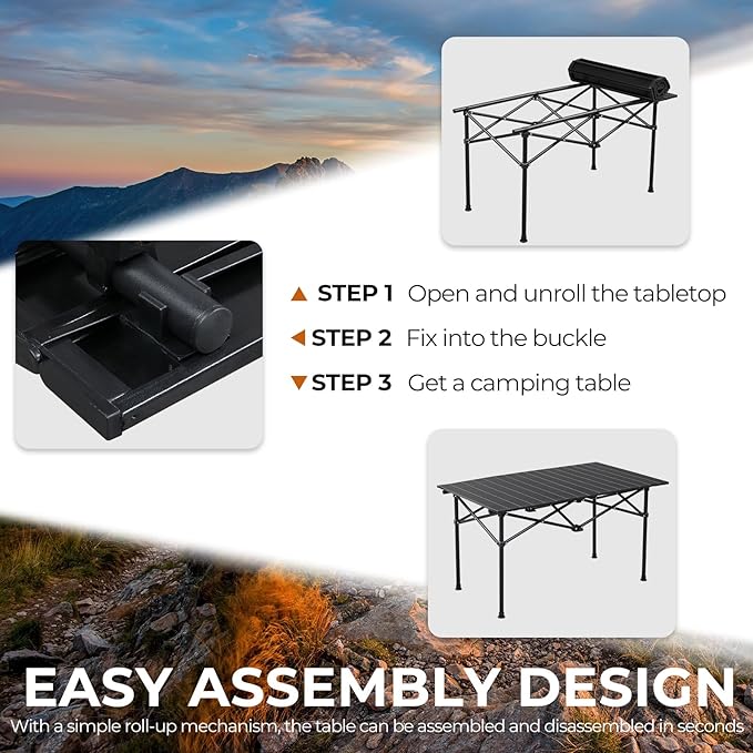 Outvita Beach Picnic Table Lightweight Roll Up Low Camping Table Portable Folding Table with Carrying Bag for Outdoor BBQ Sand Picnic Party Patio 37.5 Inches