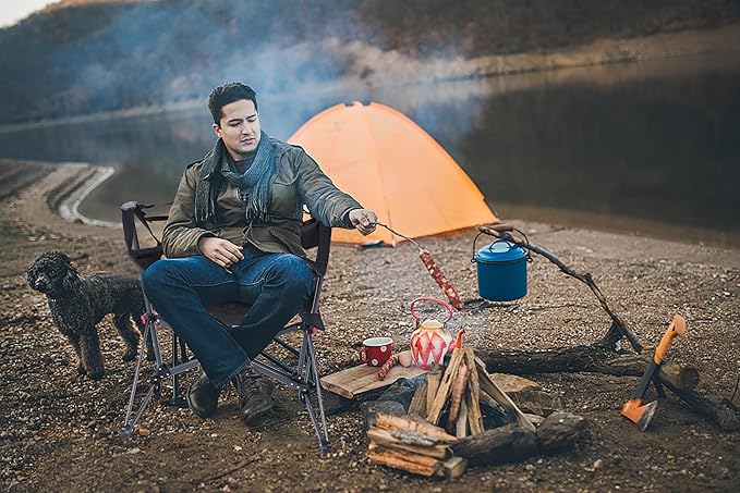 Nice C Heated Hammock Camping Chair Swing Chair Folding Rocking Chair Camping Chair High Back with Stand Cup Holder Side Pocket Heavy Duty 10000mAh Power Bank Included (Set of 2)