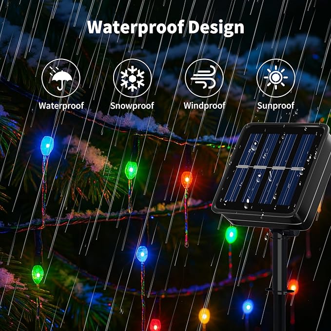 [4 Pack] Solar String Lights Multicolored 480 LED 157FT Solar Twinkle Light Outdoor with 8 Modes &amp Memory Function Waterproof Chrismas Lights for Xmas Tree Party Decorations