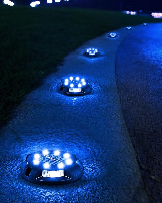 Biling Solar Pathway Lights Outdoor Uplight Sidelight 12 Packs Blue Bright Solar Ground Lights Waterproof for Yard Walkway Garden Halloween Decorations