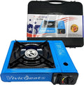 Vivicreate 7000 BTU Portable Butane Gas Stove for Camping Cooking Outdoor Lightweight Portable Stove Burner with Auto Ignition Estufa de Gas Portátil para Camping al Aire Libre（Blue）