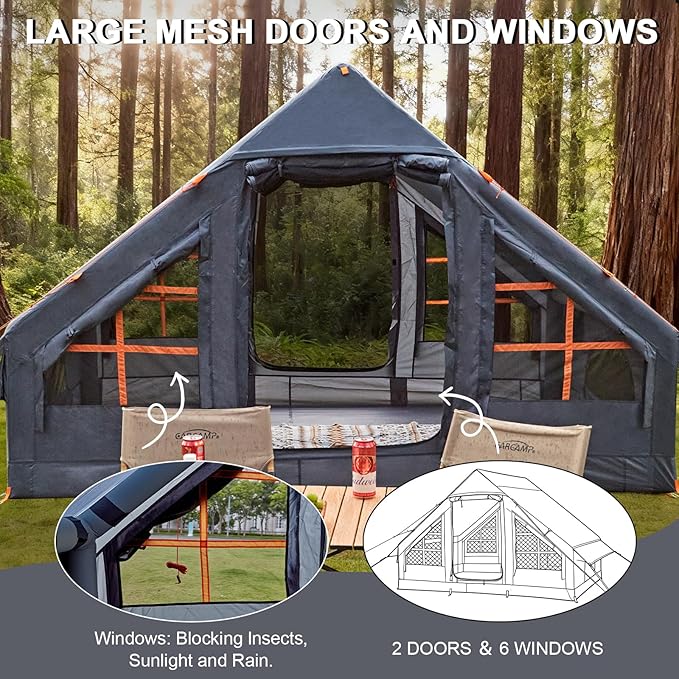 Inflatable Tents for CampingEasy Blow Up Tent with Hand Pump4 Seasons Waterproof Air Inflatable Camping Tent House for Family Weekend Camping