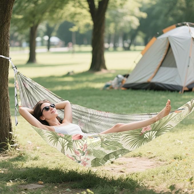 Burbuja Retro Forest Camping Hammock 330 lb Hammock with Tree Straps &amp Attached Carry Bag &amp Side Pocket for Camping Beach Backpacking Backyard Travel