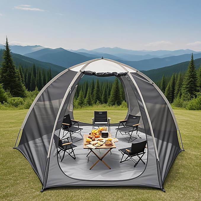 4-6 Person Gazebo Tent with Mesh Walls&ampWaterproof Floor for Backyard Gatherings Picnics and Outdoor Events
