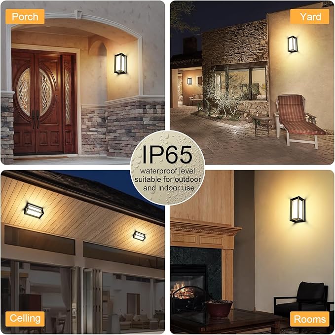 ledmo Outdoor Wall Light 1800Lm Modern Outdoor Porch Light 3000K Bright Lighting Black Exterior Lighting Fixture Waterproof Christmas Fixture for HousePatioGarageBackyardHallway（2 Pack