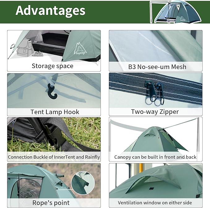 Camping Tent Easy Setup 1-2-8-10 Person Waterproof and Portable Tent for Camping Hiking Outdoor