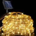 YEGUO Solar Valentines Light Outdoor Waterproof 66ft 200 LED Warm White Rope Lights 8 Modes Tube Christmas String Lights in Clear Thin Tube