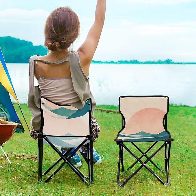 Big Sun Mountains Portable Camping Chairs Folding Chair - Durable Oxford Fabric Lightweight Iron Frame Easy Fold Design - Ideal for Outdoor Activities Camping Fishing and Travel