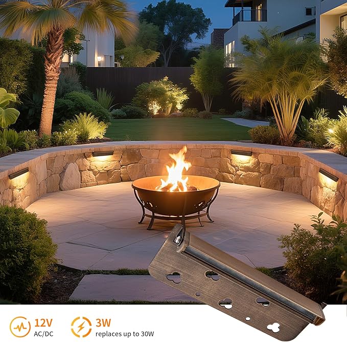 12-Packs 7inch 3W LED Hardscape LightingRetaining Wall Lights12V Low Voltage Bronze Gold Landscape Paver LightingIP65 Waterproof Outdoor Step Lights2700K Soft White