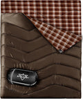 XL Queen Size 2 Person Double Sleeping Bag for Adults Lightweight Compact with Flannel Liner &amp Thermolock Draft Tube Machine Washable All Season Camping Travel