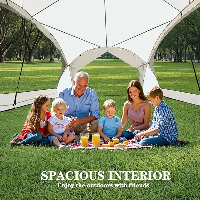 Large Beach Canopy Tent 14 X 14ft UPF 50+ Pop Up Sun Shelter for 8-10 Person Portable Beach Sun Shade with Side Walls for Camping Fishing Backyard Fishing Parties Picnics