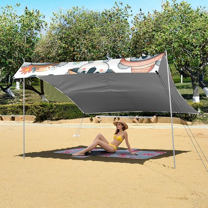 Cute Koala Wearing A Hat Camping Sun Shelter Beach Tent Portable Beach Sun Shade Outdoor Canopy for Camping Trips Fishing Picnic