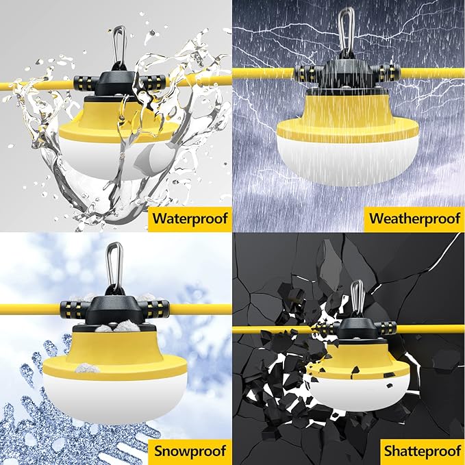 New Upgrade 50FT Construction String Lights LED Industrial Grade Best for Construction SitesRenovation WalkwaysPatioMine caveOutdoor Lighting Solutions UseFree for Climbing Hook 3Prong