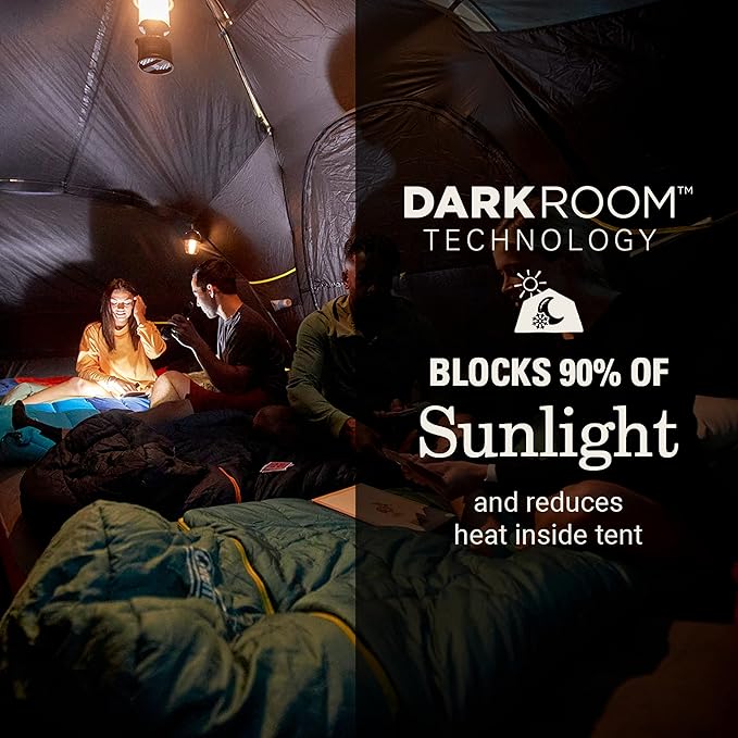 Coleman 4/6/8/10 Person Skydome Dark Room Tent with Rainfly 5 Minute Setup Blocks 90% of Sunlight 20% More Headroom Than Traditional Tents