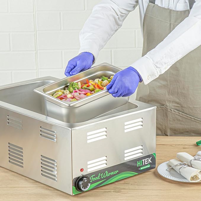 Restaurantware Hotel Pan 1 Count 1/3 Size Anti-Jam 4â€ Deep Freezable 24 Gauge Stainless Steel Steam Pan - Lid Sold Separately for Use in Commercial Kitchens Cafeterias and Catering Events