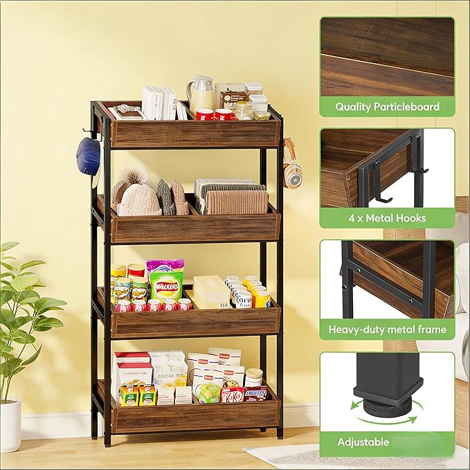 Stable Wood Storage OrganizerFruit Vegetable Storage Rack StandWine Rack Stand XK66