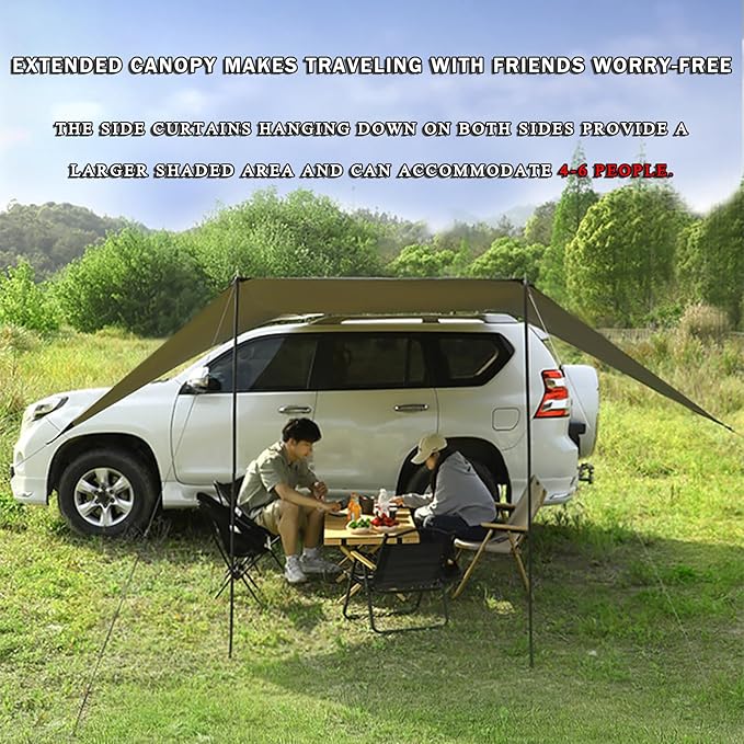 Car Awning Camping Tent for Subaru Forester 2005-2019 2020 2021 2022 2023-pr Portable Water-Resistant Sunshade Shelter Easy-Setup Outdoor Car Camping Shade for Beach Travel &amp Road Trips