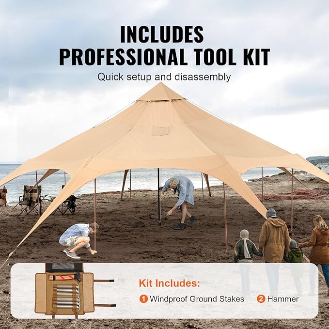 Canvas 4 Seasons 5 m/16.4 ft Bell Canvas Compatible with Camping with Stove Jack Breathable Yurt Compatible with up to 8 People Family Camping Outdoor Hunting Party