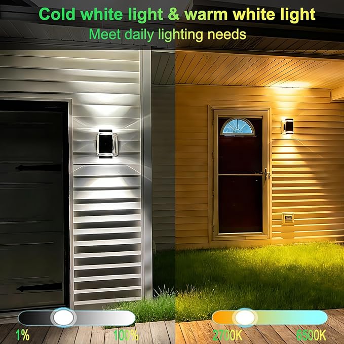 Up and Down Outdoor Wall Lights Mi.Light Remote Control Warm White 1000lm Color Changing RGB-CCT Outdoor Wall Light IP65Smart Light Bulb GU10 Exterior Fixture with ETL (3 Pack)