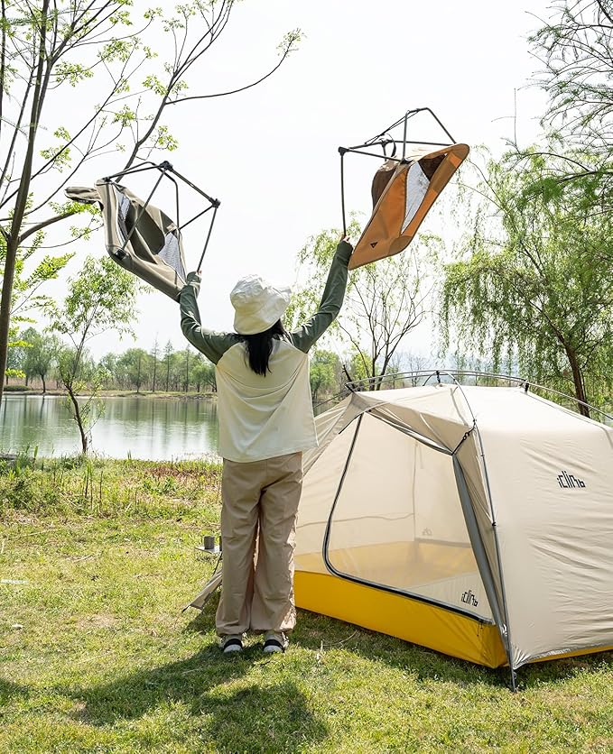 iClimb 1 Ultralight 3 Season Tent and 1 Low Folding Chair Ultralight Compact for Adults Outdoor Camping Backpacking Hiking