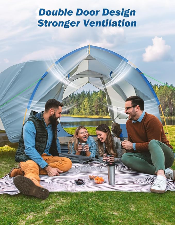 JOYTUTUS SUV Tent for Camping with Rainfly Double Door Design Car Tent with Aluminum Poles SUV Tailgate Tent with Waterproof PU2000mm Double Layer for 4-8 Person Blue
