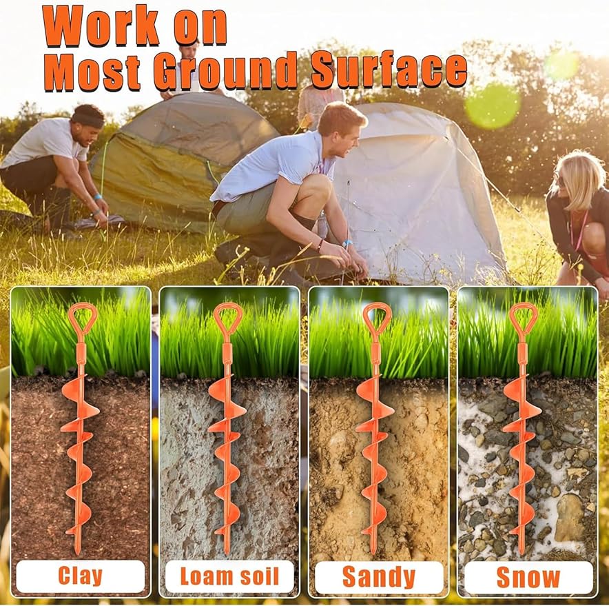 Ground Anchors Screw in 15 Inch Heavy Duty Earth Anchor Stakes for Trampoline Camping Canopies Tents Securing Animals Swing Set Anchors 6 Pack Tent Stakes