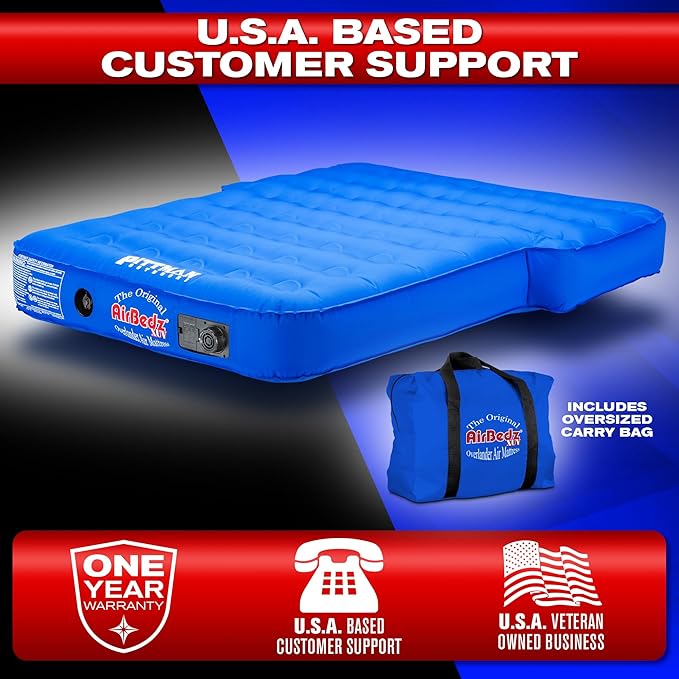 Pittman - Airbedz - Jeep Mattress/SUV Air Mattress with Built in Pump - Fits 4Runner Jeep Wrangler &amp Larger SUV's with Low Odor Fabric Shell Design - 66x52x10