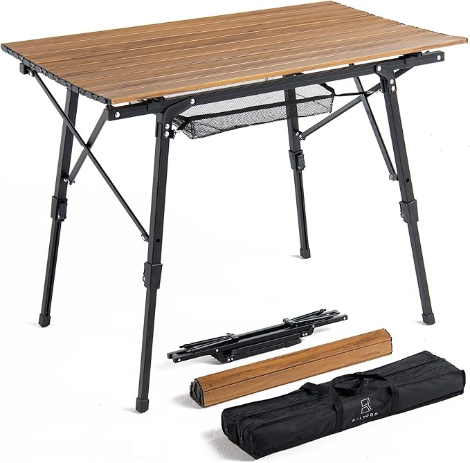 Portable Folding Table for Picnic Camping Tables that Fold up Lightweight Aluminum Folding Table with Telescopic Legs Camp Kitchen Table for Beach Trips and Outdoor Parties