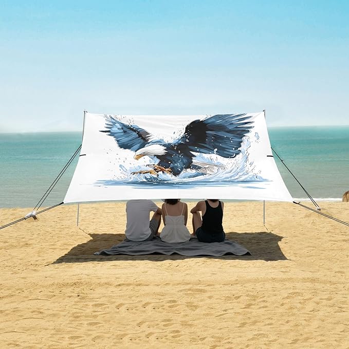 Camping Sun Shelters Eagle Flying Over Water Beach Canopy 126 * 110.2in