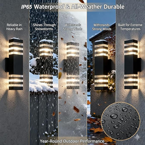 16Pack 15inch LED Square Up &amp Down Wall Lights14W Outdoor Wall Light 4000K Day White Aluminum Body Waterproof IP65 LED Exterior Light Fixtures Wall Mount for House Patio Garage Garden.