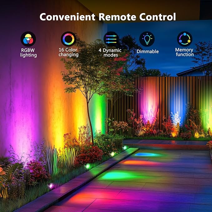 OurLeeme Lawn Flood Light Stake RGB Spot Lights8W Outdoor LED Flood Light Waterproof Garden Yard Lights with Remote Control2-in 1 Landscaping Spotlights for PatioPathway Driveway 85-265V (2 Pcs)