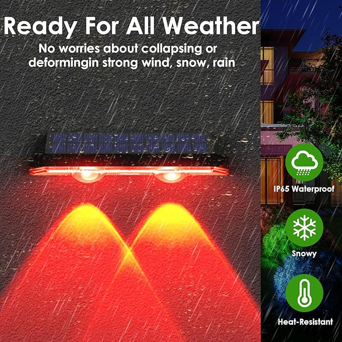 Solar Fence Lights Outdoor Waterproof Led RGB Color Changing Solar Outdoor Lights Fence Solar Powered Light for Outside Backyard Wall Patio Deck Railing Stair (8 Pack)