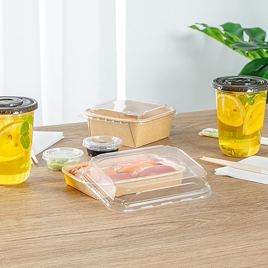 Restaurantware-LIDS ONLY: Matsuri Vision 6.6 x 4.6 x 1.2 Inch Lids For Sushi Containers 100 Airtight Lids - Containers Sold Separately No-Fog Design Clear Plastic Dome Lids For Sushi Boxes