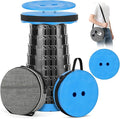 2025 Upgraded Collapsible Stool with PU Cushion Folding Camping Stool with Carry Bag Waterproof &amp Durable Cushion Lightweight Sturdy Retractable Suitable for Camping Fishing Hiking (Blue)