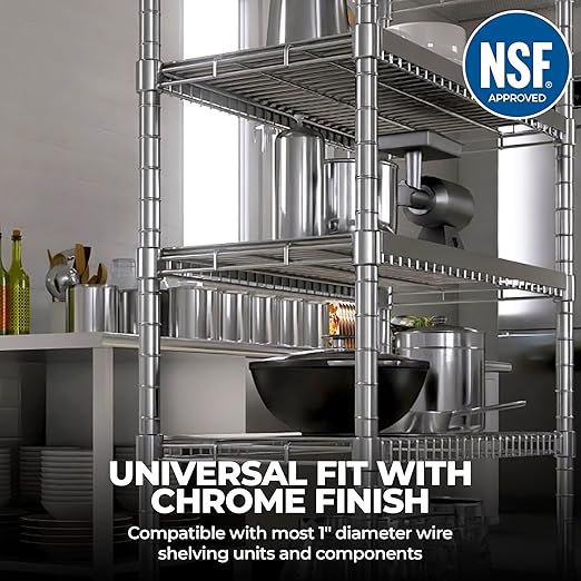 Stainless Steel Chrome Wire Shelving Posts – Set of 4 Poles (14) – Heavy Duty Commercial Grade for Wire Racks &amp Storage Shelving Units
