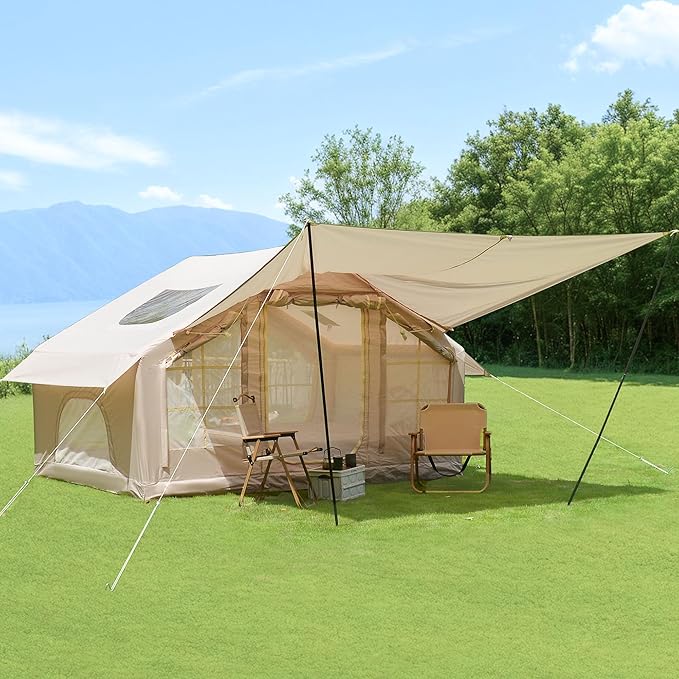 Inflatable Tents for Camping Large Blow Up Tent with Hand Pump Easy Setup InflatableTent 4 Season Tent6.3m ² Inflatable Camping Tent with Canopy