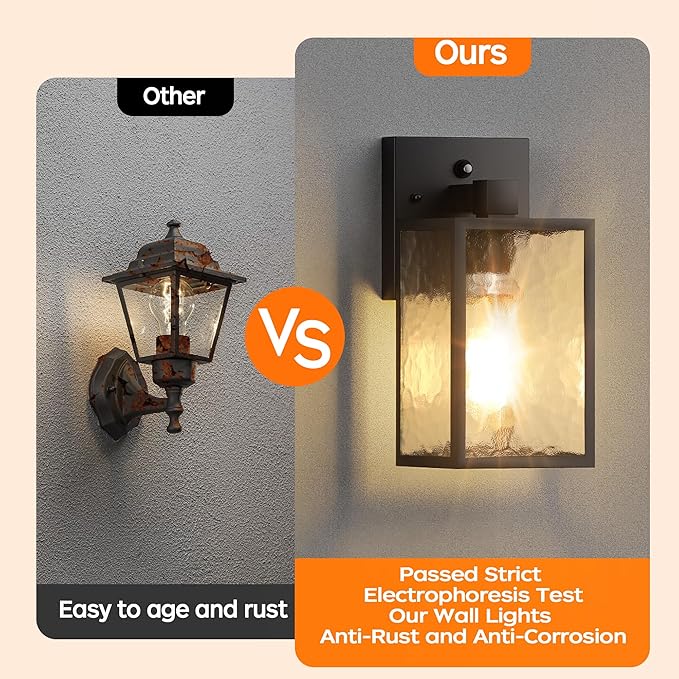 WIHTU Dusk to Dawn Outdoor Lighting Fixtures Black Exterior Front Porch Light Sensor Wall Sconce Lamp Waterproof Wall Lantern Anti Rust Outside Coach Lights for House Doorway Garage