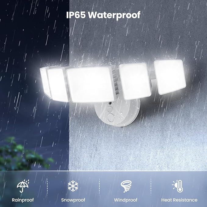 Onforu 150W LED Flood Lights Outdoor 15000LM Brightness Security Light Switch Controlled 6500K Outside Floodlight with 5 Adjustable Heads Waterproof Exterior Light for Yard Garage Patio