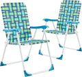Yaheetech Set of 2 Outdoor Beach Camping Chair Folding Lawn Chair with Armrests for Adults Portable Robust Iron Frame Chairs for Patio Backyard Poolside Green
