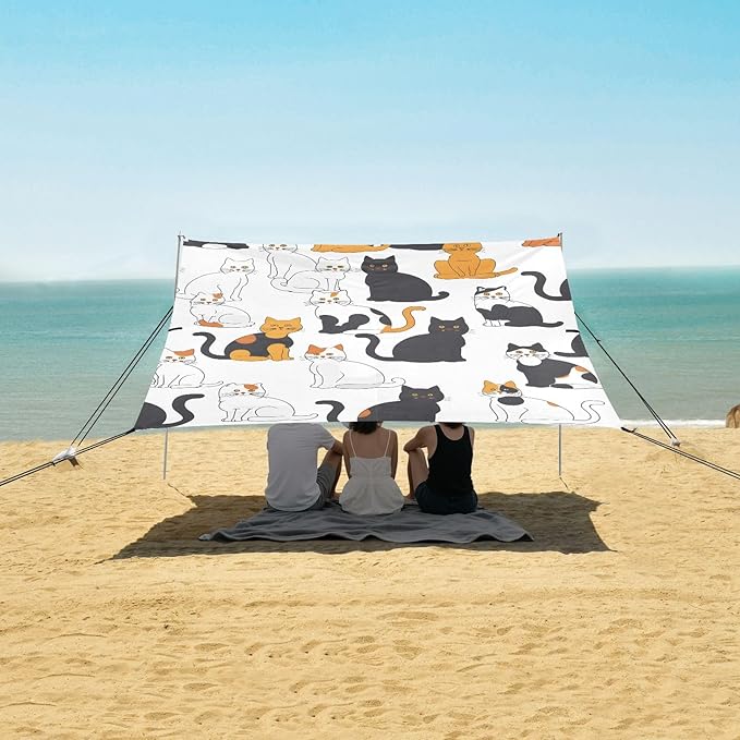 Cat Camping Sun Shelter Beach Tent Portable Beach Sun Shade Outdoor Canopy for Camping Trips Fishing Picnic