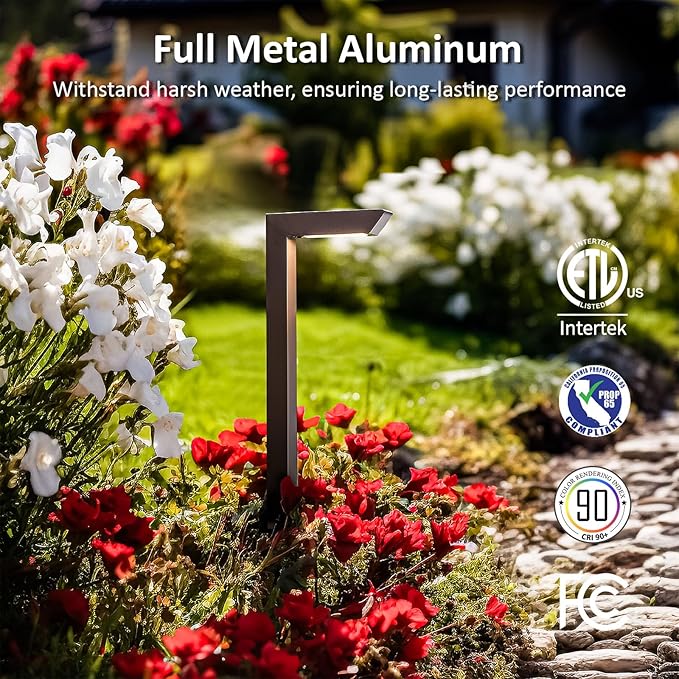 EZlumify Low Voltage Pathway Lights 12V 5W LED RGB Color Changing Wired Landscape Path Lights Outdoor for Walkway Driveway Garden of Christmas Halloween CRI90 Aluminum Bronze ETL Pack of 6