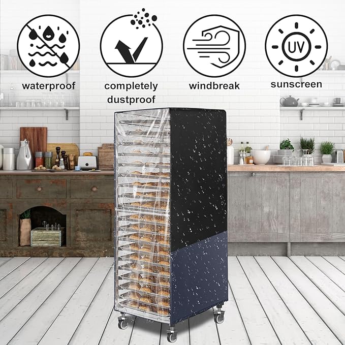 SUDIWEI Commercial Bread Racks Cover with Zipper 20tier Sheet Pan Rack/Bun Pan Rack Cover with Vents 23X28X64 Kitchen Brkery Rack Cover Waterproof Bakery Single Rack Covers