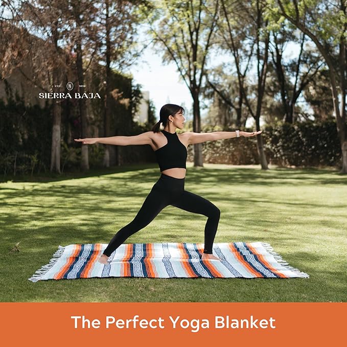 Mexican Throw - 78'x57' Perfect for Yoga Outdoors Heavy &amp Thick Orange 1 Pc