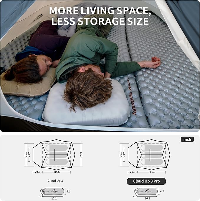 Naturehike Cloud Up 3 Person Backpacking Tent with Footprint - 3 Season Free Standing Lightweight 3 Person Camping Tent | with Footprint Free Standing Dome Camping Hiking Waterproof