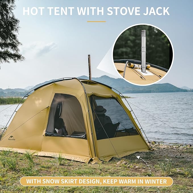 Naturehike Dune Hot Tent with Stove JackDouble Layer 4 Season TentWaterproof 2-4 Person Tents for Camping